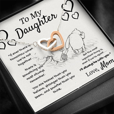 To My Daughter (Love Mom) Interlocking Hearts Necklace - Love You This Much